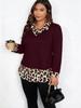 2026 American Spicy Girl Leopard Print Patchwork Long Sleeve T-shirt, Women's Spring Slim Fit European and American Style Top