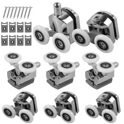 23mm Shower Door Rollers Zinc Alloy Shower Door Wheels Curved Shower Rollers with Anti-Collision Block Bathroom Door Accessories