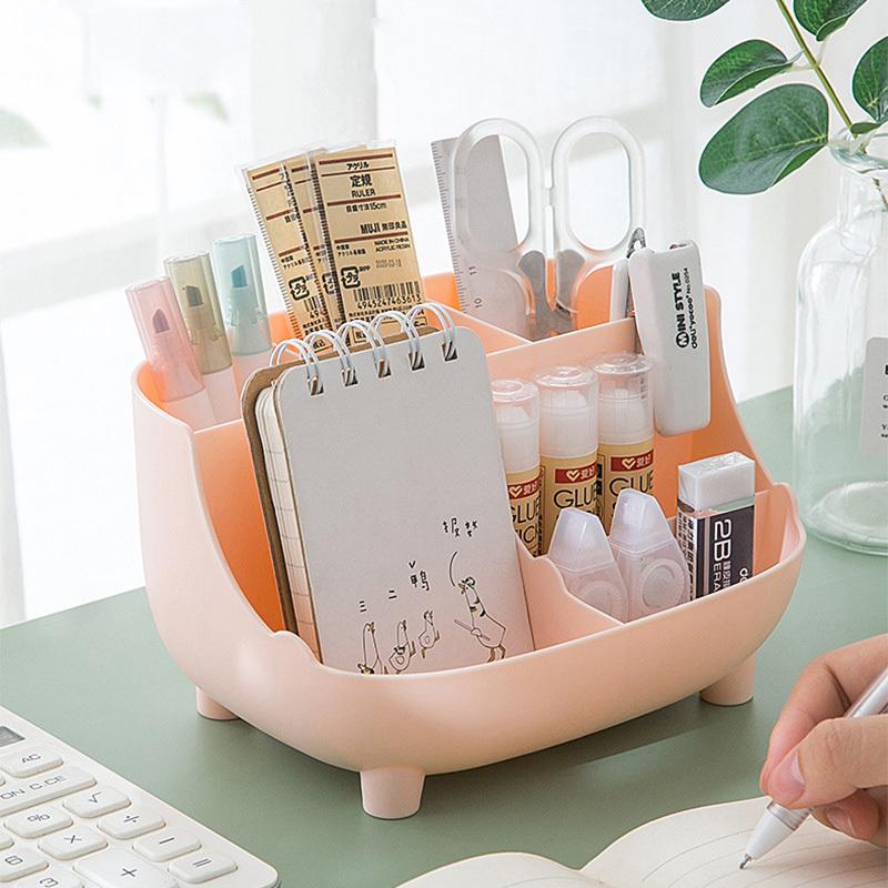 Kawaii Desktop Pen Holder Large-capacity Cute Stationery Storage Box Creative Cartoon Pencil Holder Desk Organizer for Girls