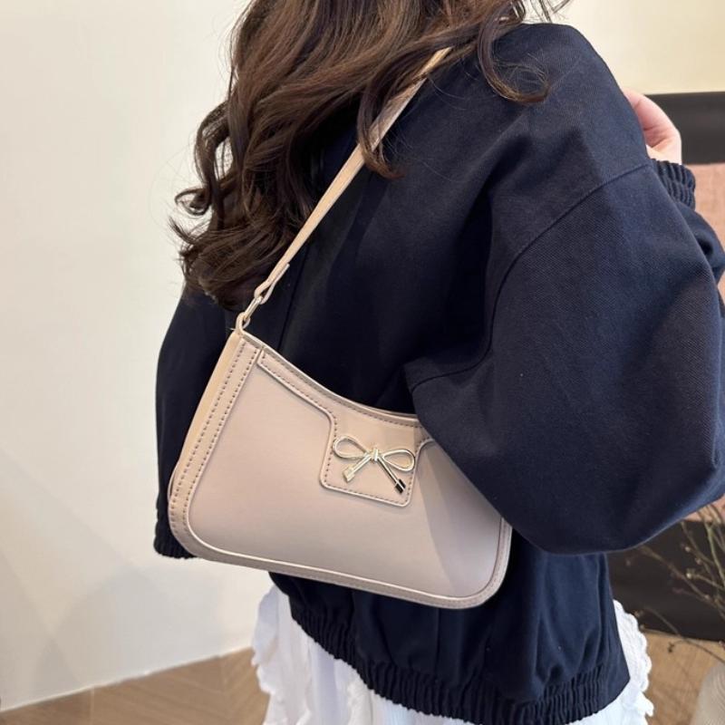 Elegant Bow Design Underarm Bag Women Fashi Pu Leather Hobo Bag Stylish Shoulder Bag Korean Minimalist Commute Crossbody Bag