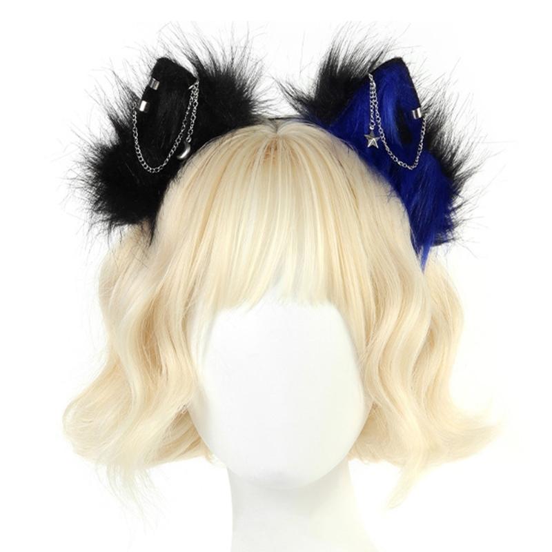 Faux Furs Animal Ear Headdress for Cosplay Anime Parties Adjustable Shape Headwear