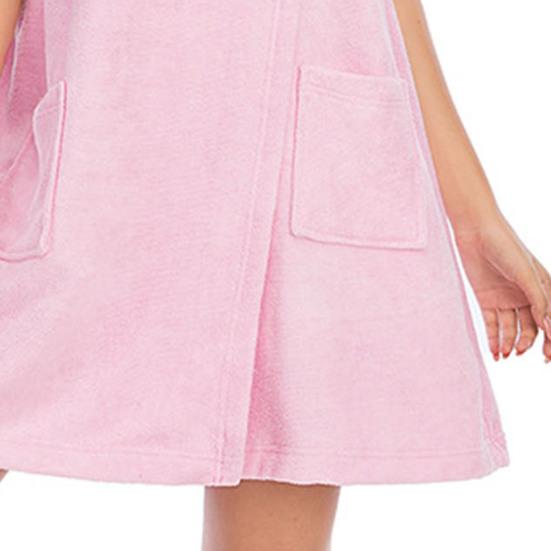 Women's Bath Towel Wrap Spa Body Wrap with Straps And Pockets Adjustable Closure Shower Robe Towel with Facial Headband