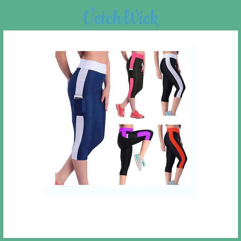 Stylish Women's High Waist Colorblock Yoga Pants With Convenient Side Pockets For Active Lifestyle