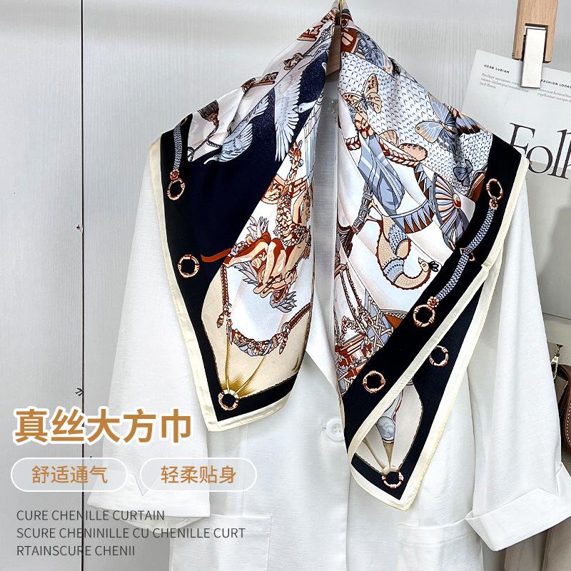 Wiosenno-jesienny cienki szal dla kobiet literackich Elegancki szal Szalik Premium Jedwabny szal Jedwabny szal Kobiety