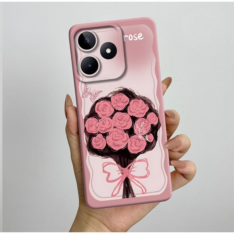 For Realme C51 C53 Case RMX3830 RMX3760 Shell Pretty Flower Full Back Cover for RealmeC51 C53 C61 C63 C 51 S Soft Silicone Funda