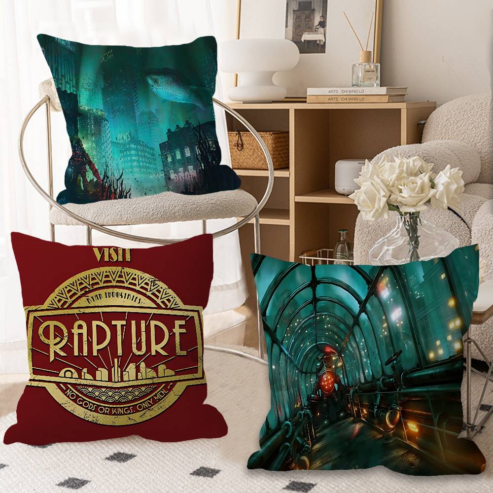 Retro B-Bioshock R-Rapture Game Office Cushion Pillowcase Car Cushion Cover45X45CM Lumbar Pillowcase Sofa Pillowcover