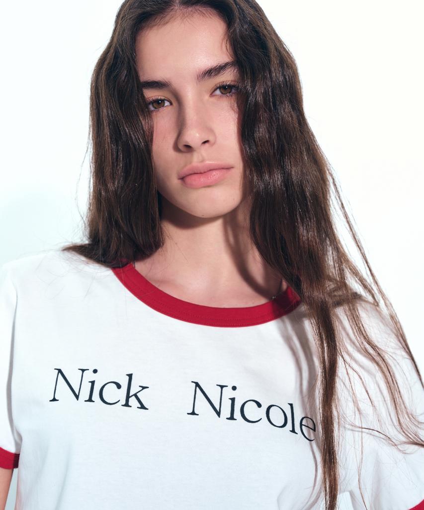 Nigaennikol Nicole Printing Ringer Crop Top_White Red