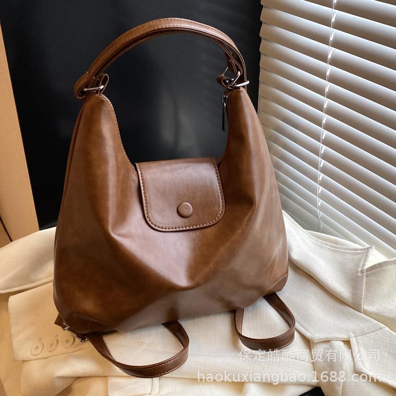 Premium Soft Leather Backpack Women's 2025 New Large-capacity Commuter Single Shoulder Crossbody Retro Multi-functional Backpack