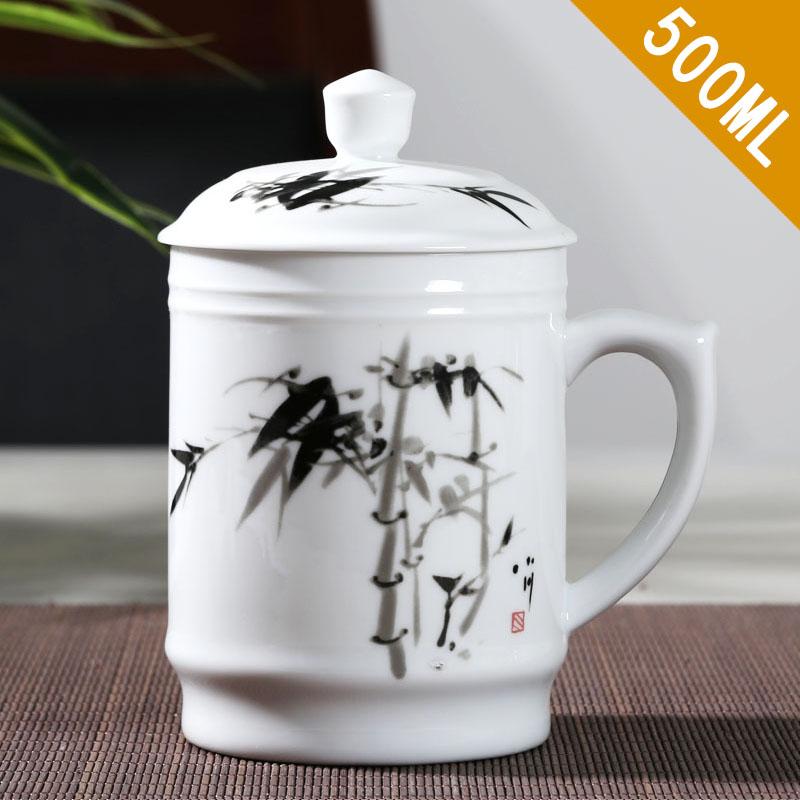Jingdezhen Keramikk Med deksel Tekopper Håndmalt Blomstermønster Master Tekopp Boutiques Te-seremoni Tilbehør Tilbehør