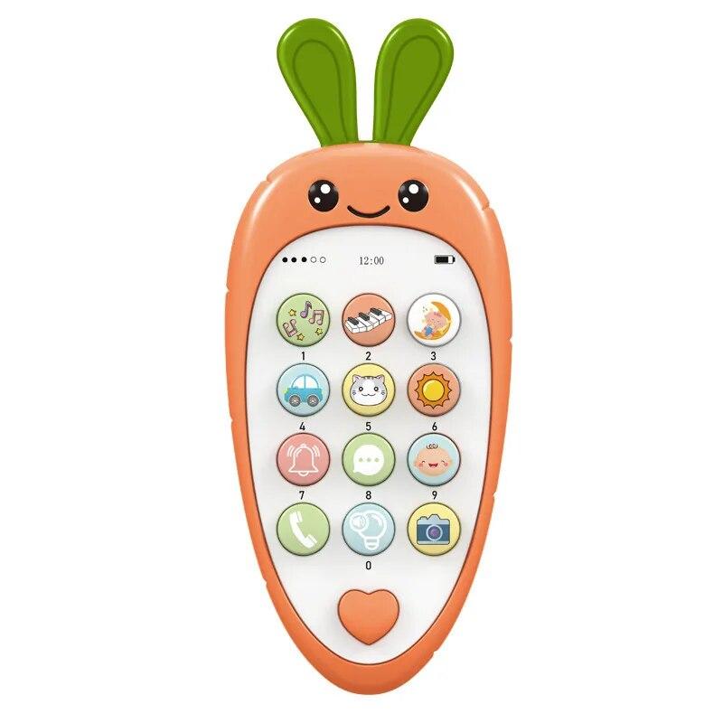 1 PCS Cartoon Radish Simulation Mobile Phone Can Bite The Baby Puzzle Early Education Music Story Learning Phone Toy