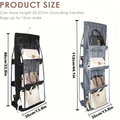 1 Stück Platzsparende 6/8 Fächer Handtaschen Aufbewahrungsbox Faltbar, Staubdicht, Langlebig Schrank Organizer Taschen Offenes Design für Einfache Wartung