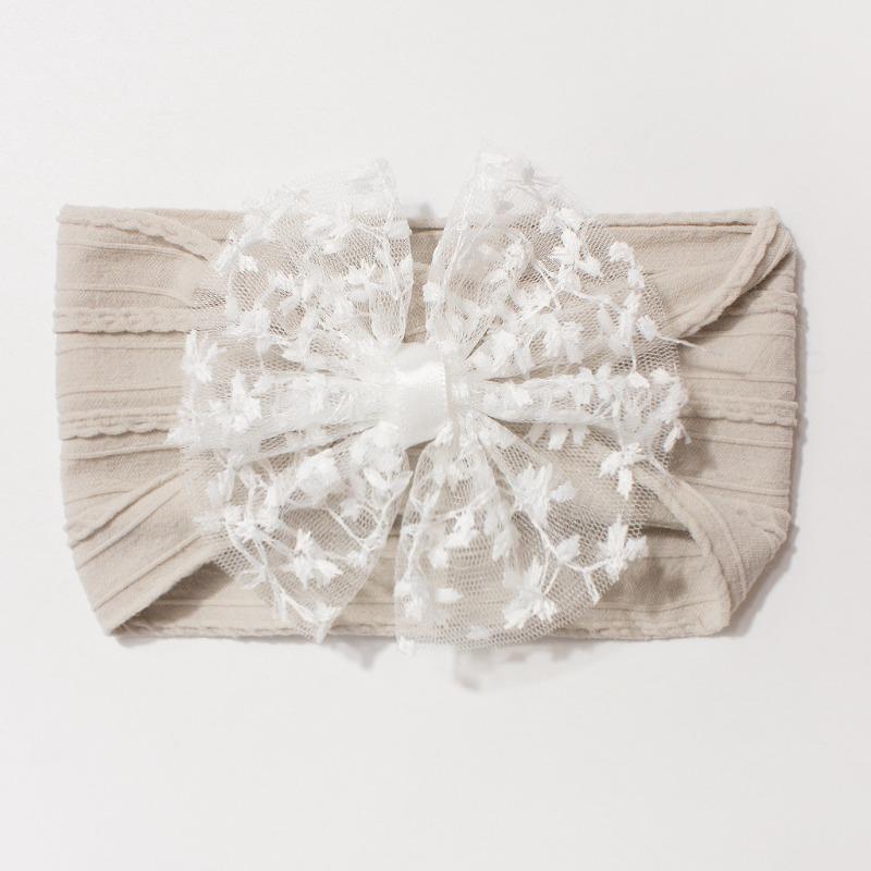 New Jacquard Baby Elastic Headband, Cute Lace Bow Children's Headscarf, Thin Baby Headband