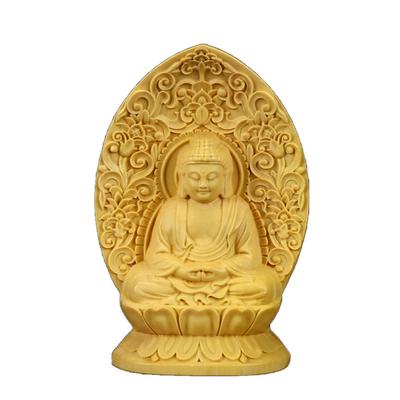 Boxwood Lucky Charm of the Twelve Zodiac Year of the of the Boar Buddha Amitabha Car 2 Sun 7 [Buddha Statue] Carving, Animals, dog/Year [Miniature