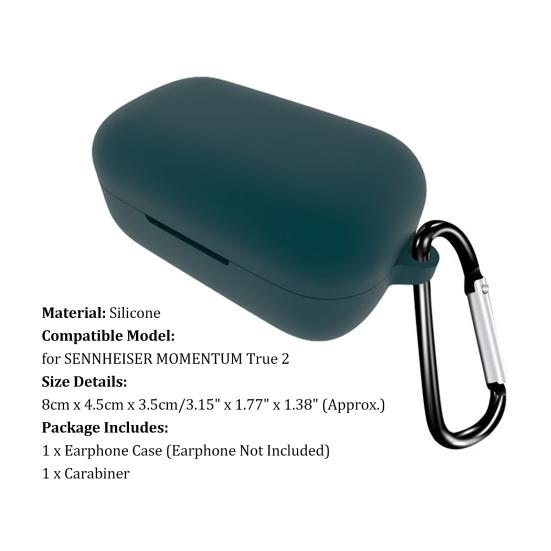 Earphone Case Dust-proof Bluetooth-compatible Earbuds Soft Silicone Cover with Carabiner for SENNHEISER MOMENTUM True 2