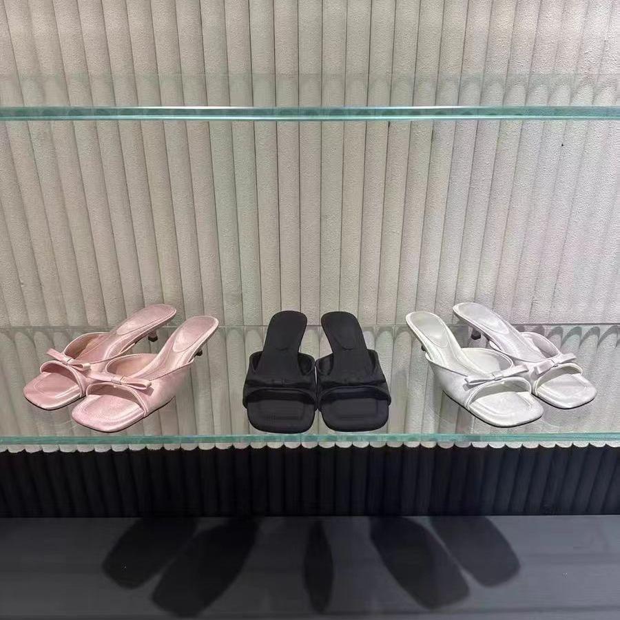 2025 spring and autumn new fashion French square women's shoes with bow decoration open-toed empty sandals women