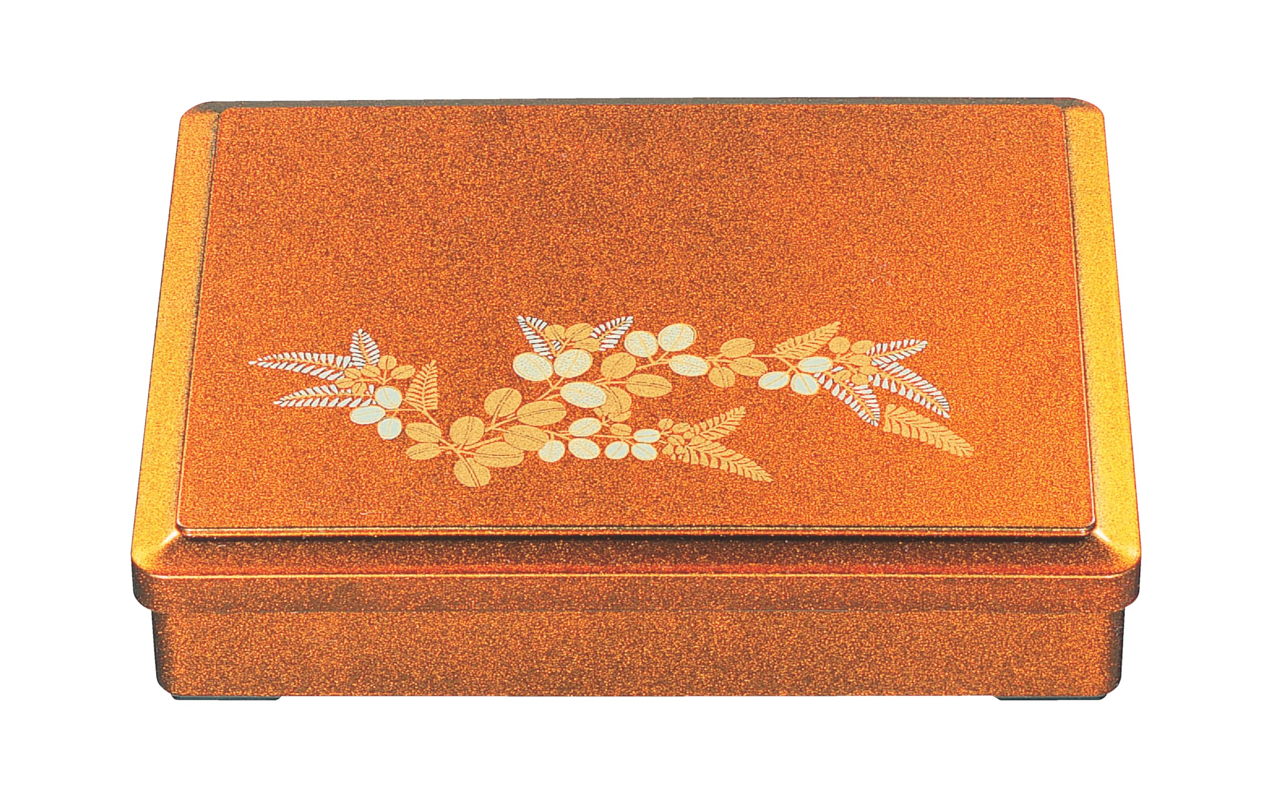 Wakaizumi Lacquerware ATA Long Bento Gold Hagi Pattern 11-inch Box, Pear-Skin (with divider) 1-364-3