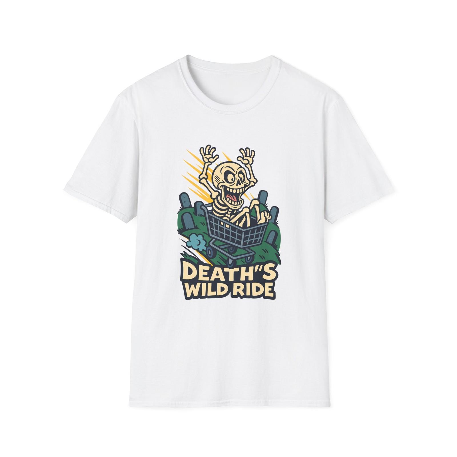

Unisex Softstyle T-Shirt Skeleton Shopping Cart Graveyard Ride Halloween 5XL різнокольоровий