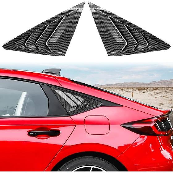 CKE For 11Th Gen Civic Hatchback Compatible With Honda Civic 2026 2025 2024   Accessories Sport Car Exterior Rear Side Window Louvers Air Vent Scoop