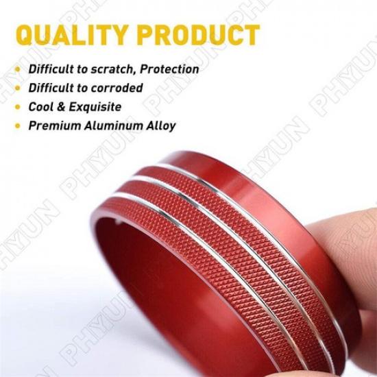 3x Red AC Radio Switch Decor Ring Knob Cover For 15-20 Dodge Challenger Charger