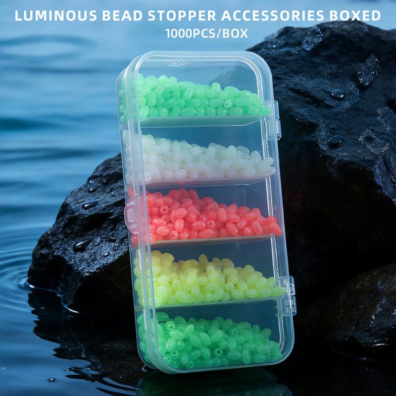 1000 szt. Luminous Fishing Space Beans Pudełko Okrągłe Kulkki Pływające Glow-In-The-Dark Stopery Koraliki do Przyponów Akcesoria do Wędkowania