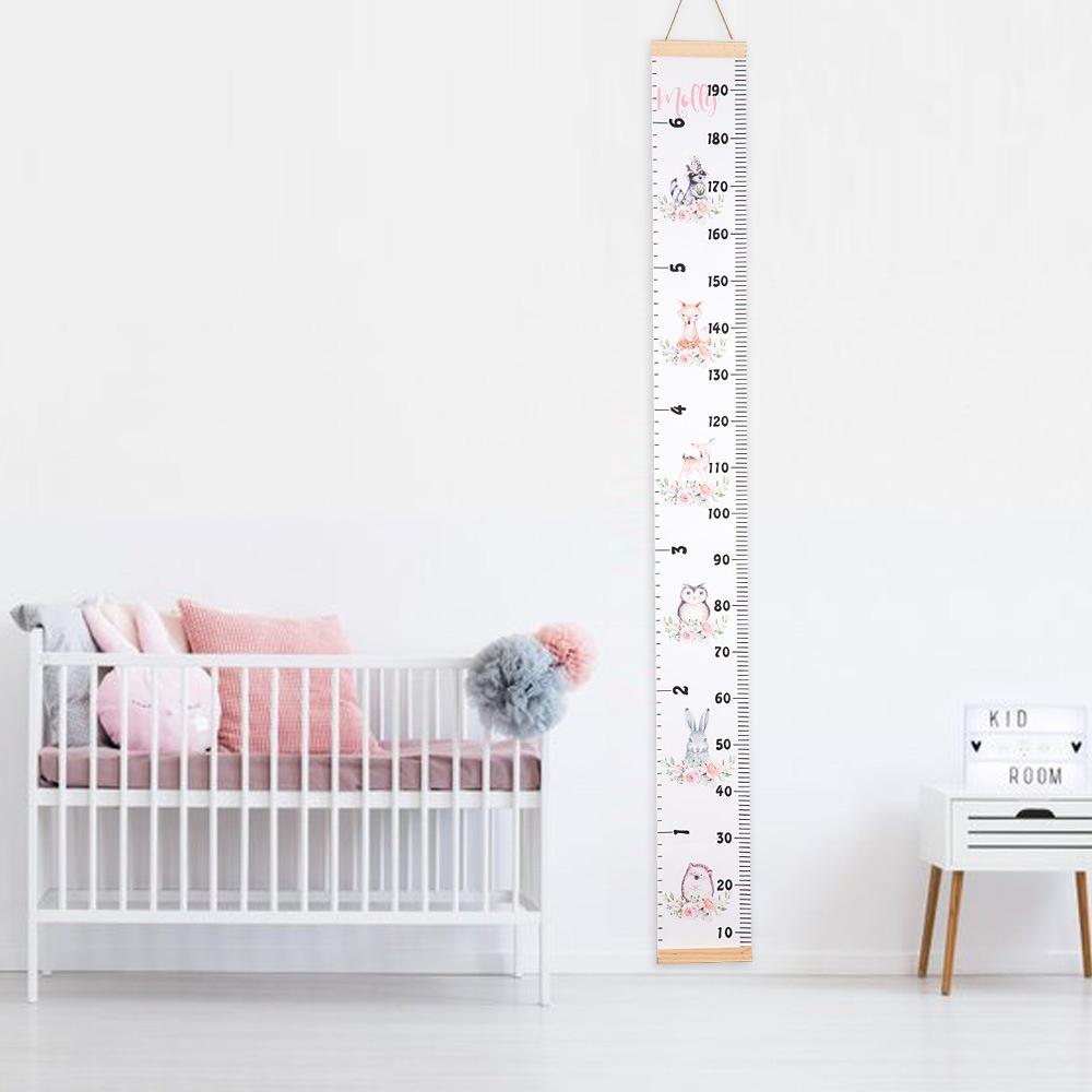 1 Stück stilvolles nordisches Kinder-Höhenlineal aus Leinwand zum Aufhängen mit doppeltem Verwendungszweck, Wachstumstabelle für Kinderzimmer, Wanddekoration