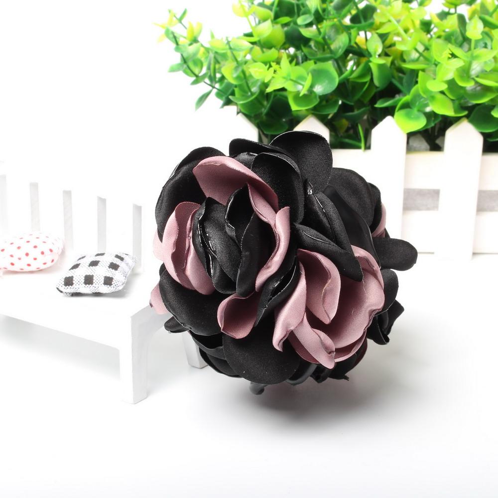 8cm Beauty Ribbon Two-tone Flower Jaw Hair Clip Barrette Flower Hair Claws for Women Girl Headwear Hair Accessories