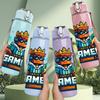 1PC Gamer King Cartoon Character 750ml Color Plastic Sports Water Bottle Leakproof Flip Straw Lid Suitable for Sports Office Home Use