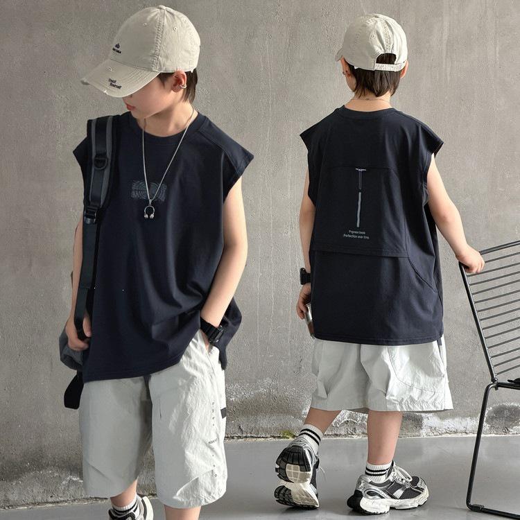Korean Style Trendy Teen Sleeveless Vest & Shorts Set for Summer