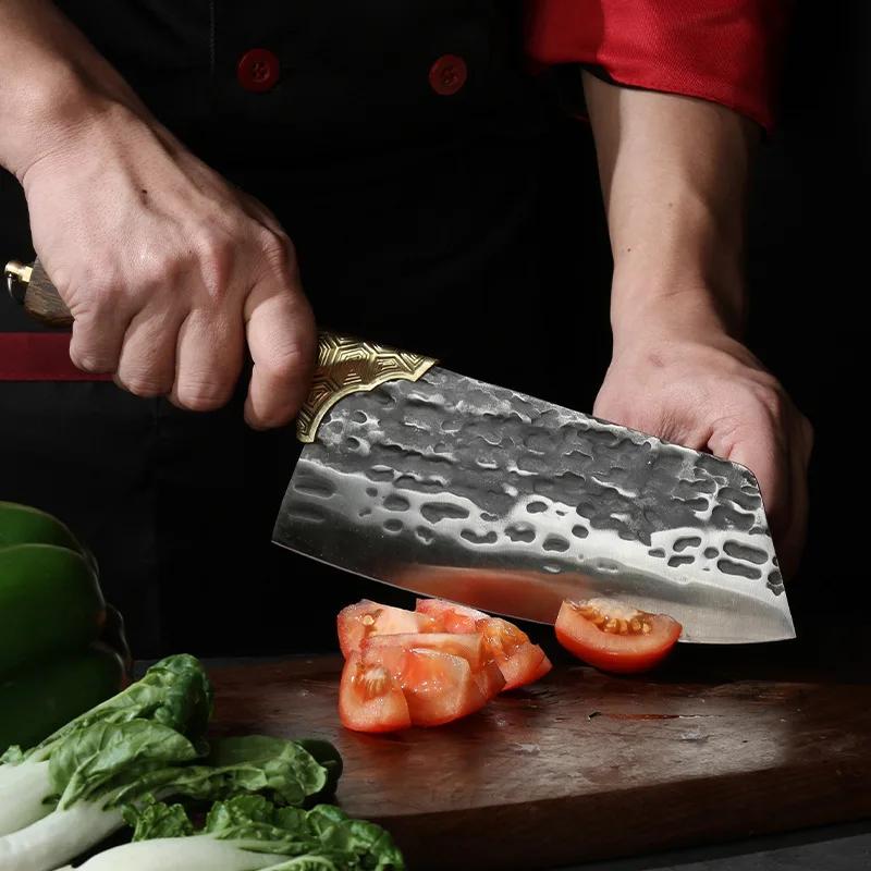 Heavy Duty Chinese Knife Hand Forged Steel Kitchen Knives Chopping Vegetable Cleaver Meat Butcher Boning Utility Knife Chef Tool