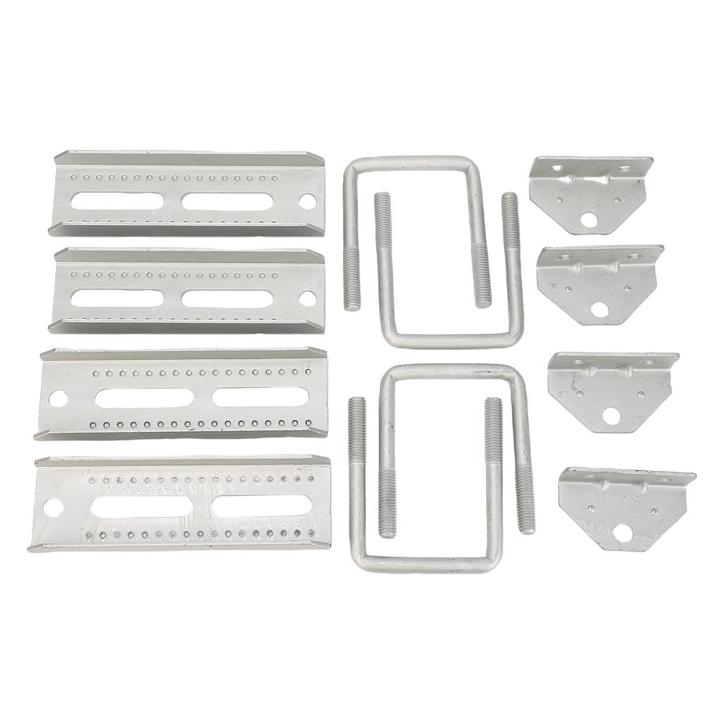 4Pcs Boat Trailer Bunk Brackets Kit 8in Galvanized Iron 2 Layer Crossmember Hardware Adjustable Height