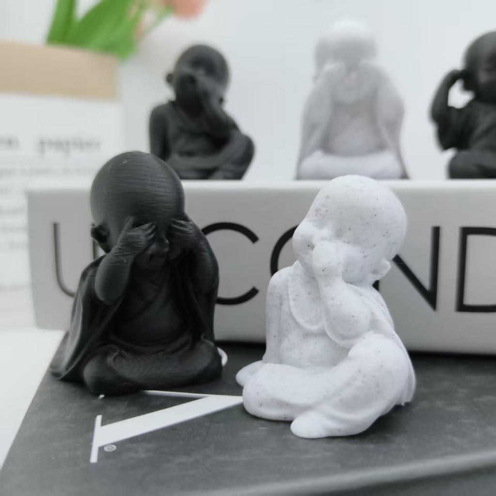 Three-Piece Zen Three Nonnes Statue Set, 3D Printed Zen Little Monks, Three Little Monks Who Don'T Listen, Don'T Look, Don'T Speak, Creative Bu
