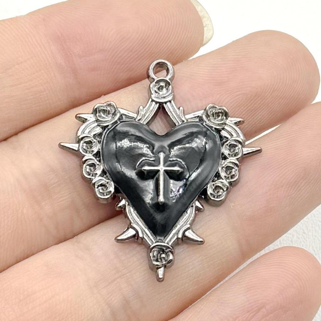 European & American Retro Dark Style Rose & Cross Pendant Accessories