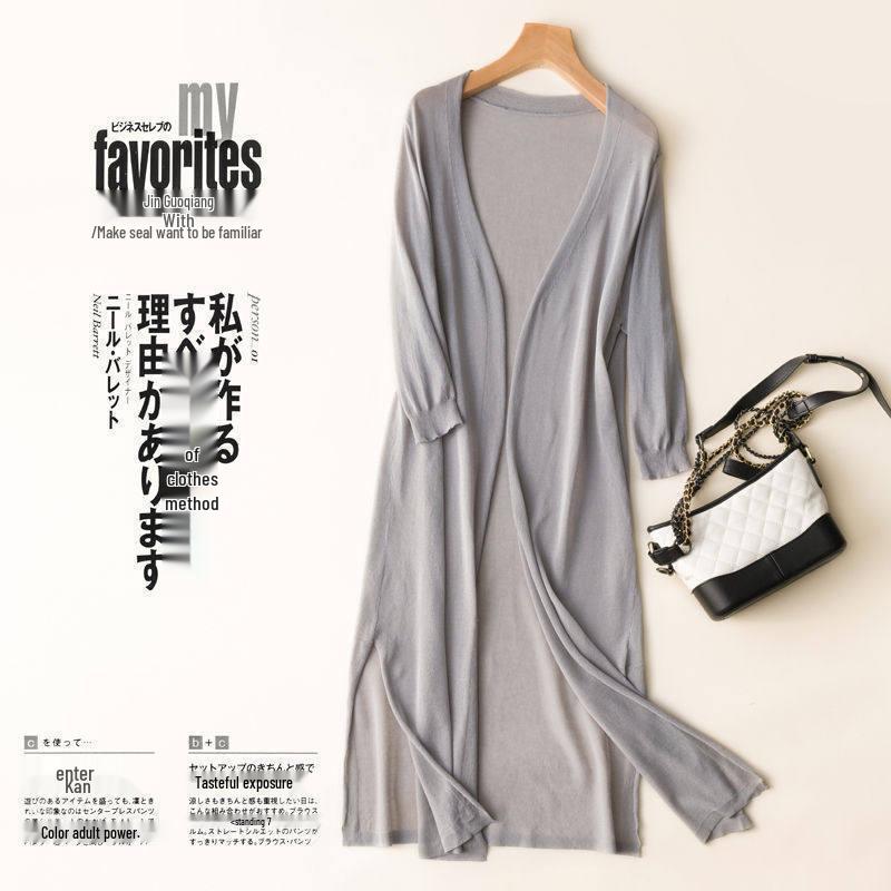 

Летний вязаный кардиган из ледяного шелка для защиты от солнца для женщин - Легкий, ажурный, накидка для кондиционера One Size 90-150