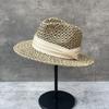 Encryption Three-Strand Salt Grass Panama Top Hat French Vintage Vacation Straw Hat Women'S Summer Sunscreen Shade Jazz Hat