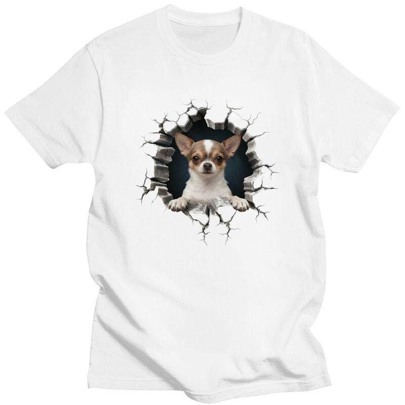 Breaking Through Chihuahua T Shirts Men ShortSleeve Dog Lover Tshirt Casual Tee For Husband100 Cotton Slim Fit Tshirt