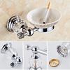 Badkamer Hardware Set Kristal Badhanddoekrek Toiletpapierhouder Zilver Chroom Handdoekrek Toiletborstelhouder Badjashaak EL8130