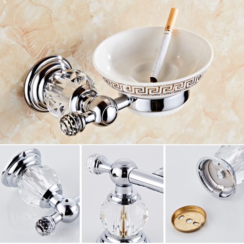 Badkamer Hardware Set Kristal Badhanddoekrek Toiletpapierhouder Zilver Chroom Handdoekrek Toiletborstelhouder Badjashaak EL8130