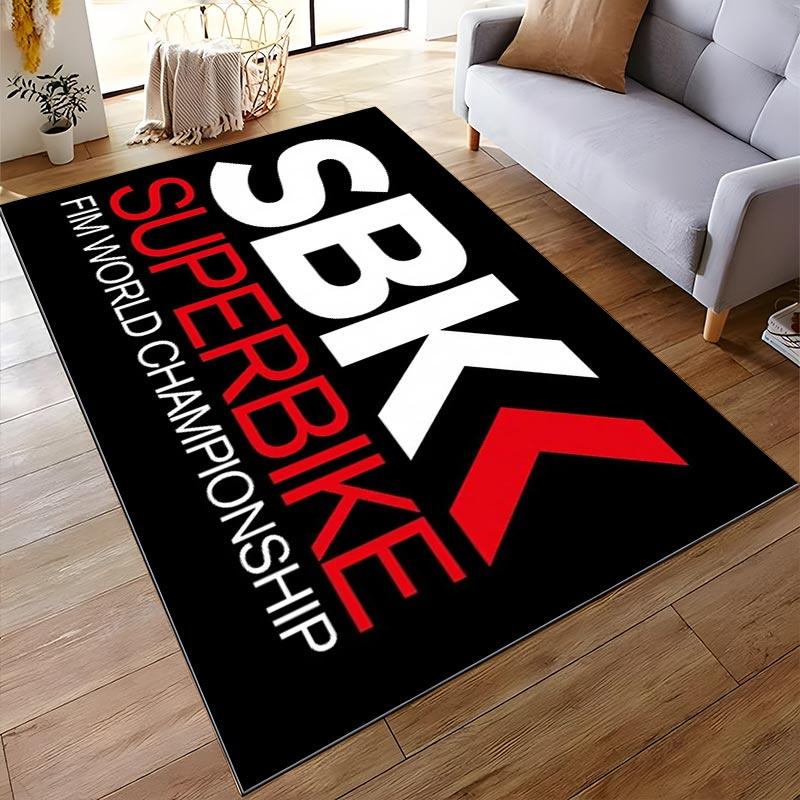 "Black Carpet with SBK Superbike Championship Logo and Red Arrow" Suitable for use as an anti-slip for living room bedroom sofas