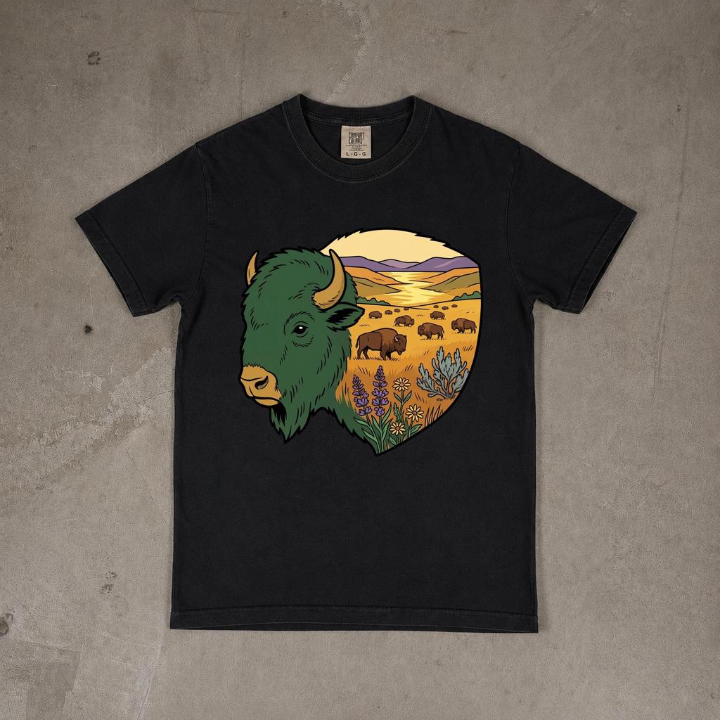 American Bison Vintage Shirt, Western Wildlife Graphic Tee, Cowboy Ranch Apparel, Bison Lover Gift, Oversized Comfort Colors Unisex Top