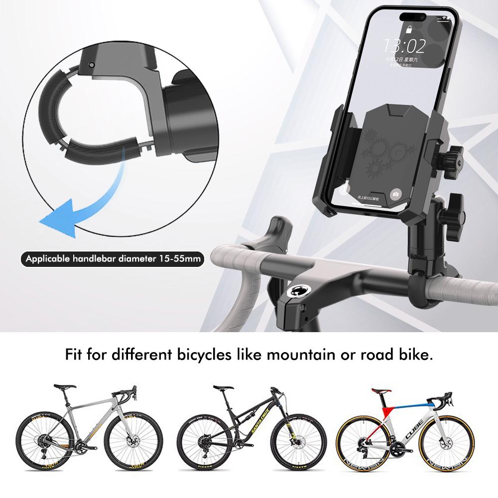 Bicycle Phone Holder Motorcycle Handlebar Mount - Anti-Slip Clip Stand Adjustable 360° Rotation Phone Bracket for Cycling
