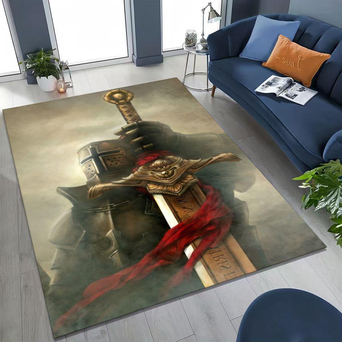 

Templar Blood Knight Honor Holy Crusader Cartoon Rug for Bedroom Living Room Sofa Home Doormat Decor,Kid Play Non-slip Floor Mat 40x60cm( 15x23in )
