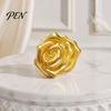 Romantic Rose Jewelry Vintage Golden Plated Brooch, Metal Flower Lapel Pin for Shaped Women, Relief Floral Badge Suits Dresses Shirts Scarves