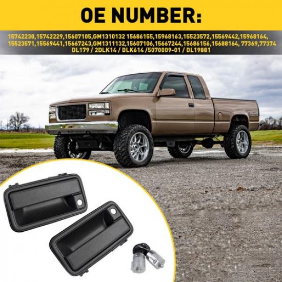 Exterior Door Handle W/ Lock Cylinder For Chevrolet C1500 GMC K1500 95-00 Front