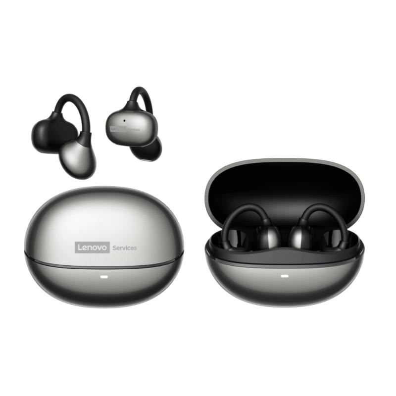 Lenovo RS106 Clip-On Open-Ear Earbuds Bluetooth 6.0, 24H Play, USB-C Fast Charge, Dolby HiFi Bass, ENC Calls, Water-Drop Arc Comfort Sports Headphones