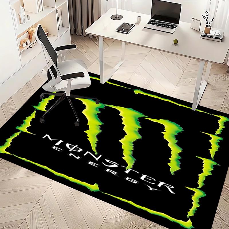 1 Stück Monster Energy LOGO Druck Teppich - Weich, Waschbar, Rutschfest, Indoor-Matte, Wohnzimmer, Home-Office Dekorativer Teppich, Büro Dekoration