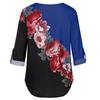 Women Casual Tops Shirt Ladies V Neck Floral Print Loose T-shirt Blouse Tee Top