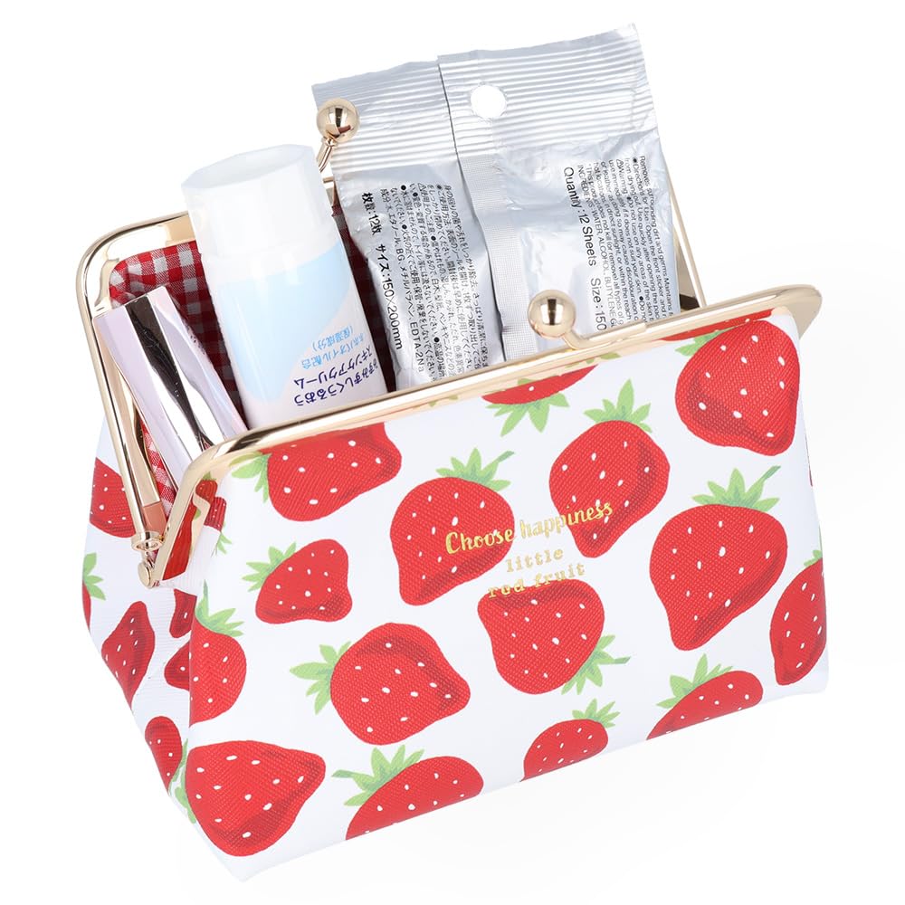 Sunstar Stationery Clasp A S2323818 Pouch, Purse, ICHIGO, Strawberry, Pattern,