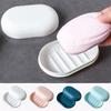 Candy Colored Soap Box Oval Soap Dish Bathroom Supplies Sealed Soap Holder Leak Proof Organizer Portable Bathroom Accessories