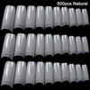 100/500pcs Transparent False Nail Tips Clear White UV Gel Fake Nails Extension 10 Sizes for Home DIY Nail Salon Manicure