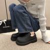 Fashion Fashion Boots Black Pu Leather Sports Platform Casual Women Big Toe Lace Raised Low Heel Shoes Infused with Street Style Loafers